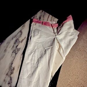 VINTAGE  J Crew Scout white pants with neon pink waistband
